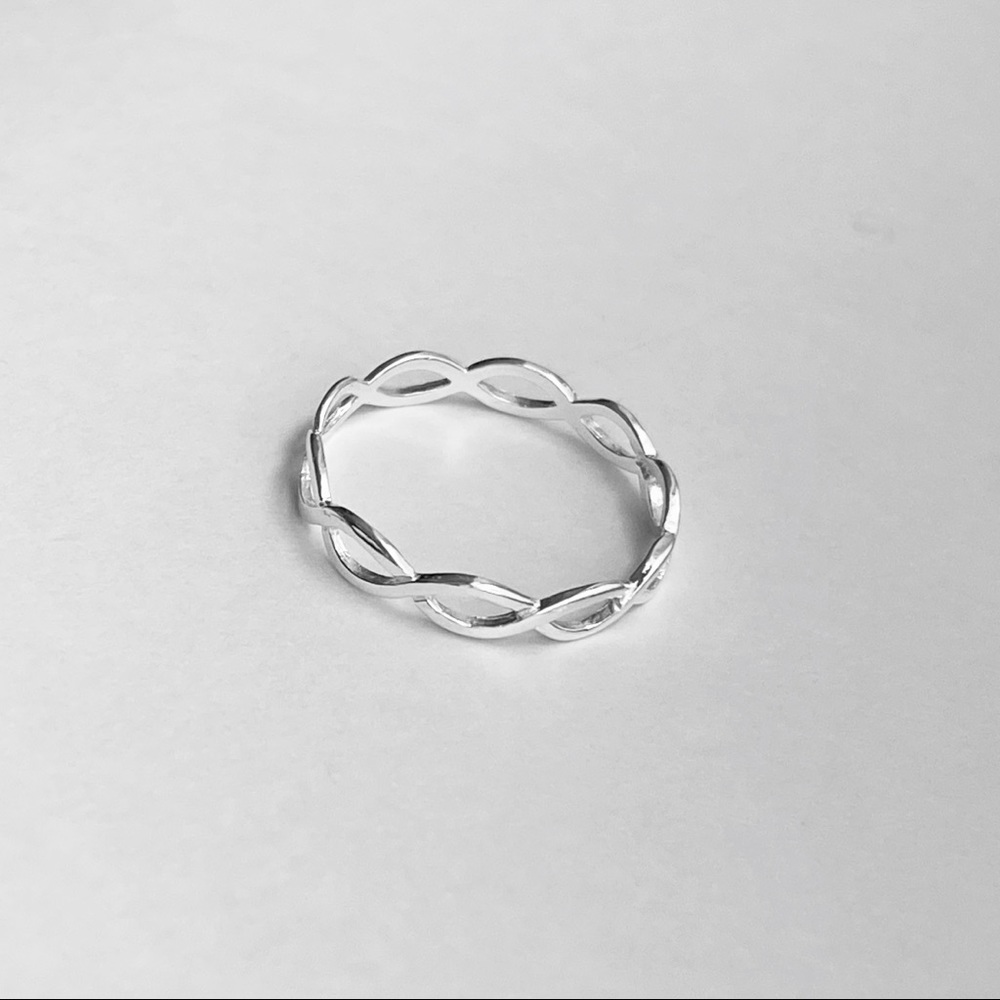 Sterling Silver One Thin Braid Ring, Silver Ring - image 7